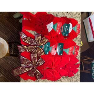 Vintage Christmas Velvet Decoration Bows15 Ct